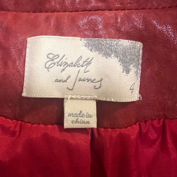 Red Leather Elizabeth and James Distressed Blazer Jacket Sz 4 - Picture 6 of 8